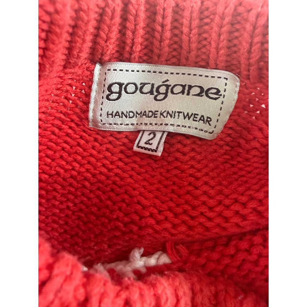 Gougane Handmade Knitwear Red Farm Scene Intarsia Cotton Sweater Kids 2 - Picture 9 of 12